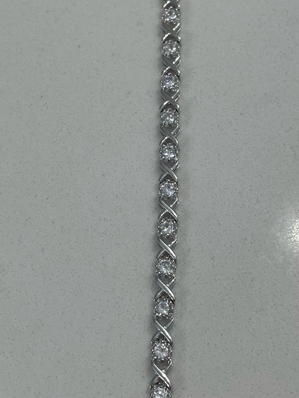 Silver-Tone Crystal Tennis Bracelet - White